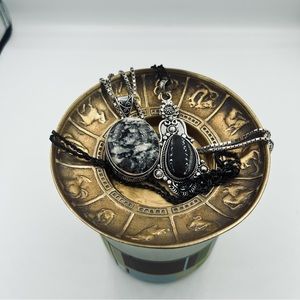 Snowflake Obsidian plus a Black Onyx pendant. STERLING SILVER 925 Plated